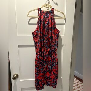 Floral Halter Top with Red and Blue Pattern